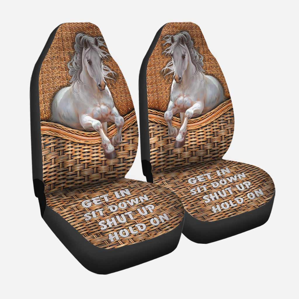 Front Car Seat Cover Love Horses Seat Covers With Coir Pattern