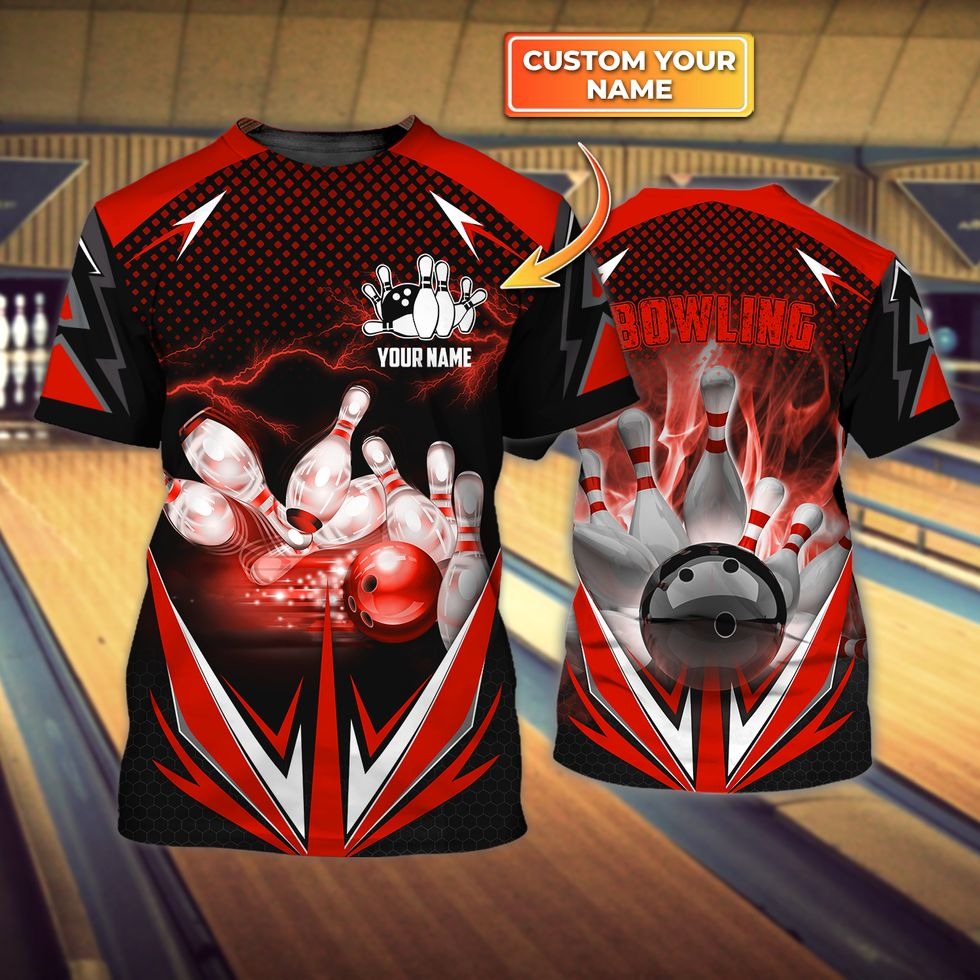 Custom Bowling Red Fire T Shirt For Bowling Players/ Bowling National Day Gifts/ Bowling Team Uniform Shirts