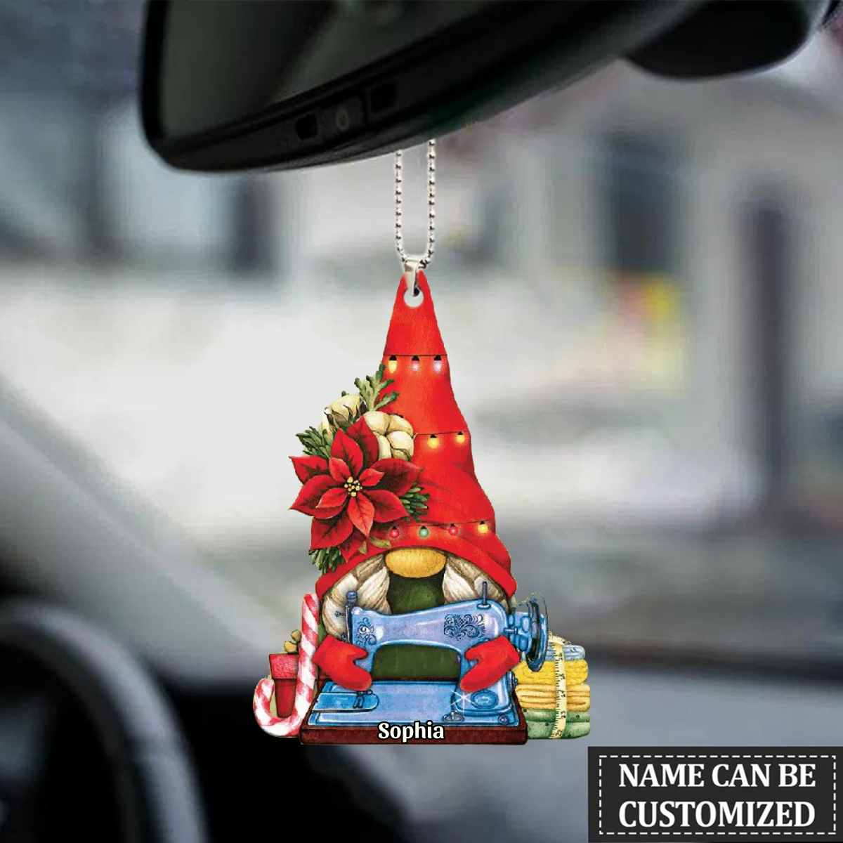 Personalized Sewing Flat Car Hanging Ornament