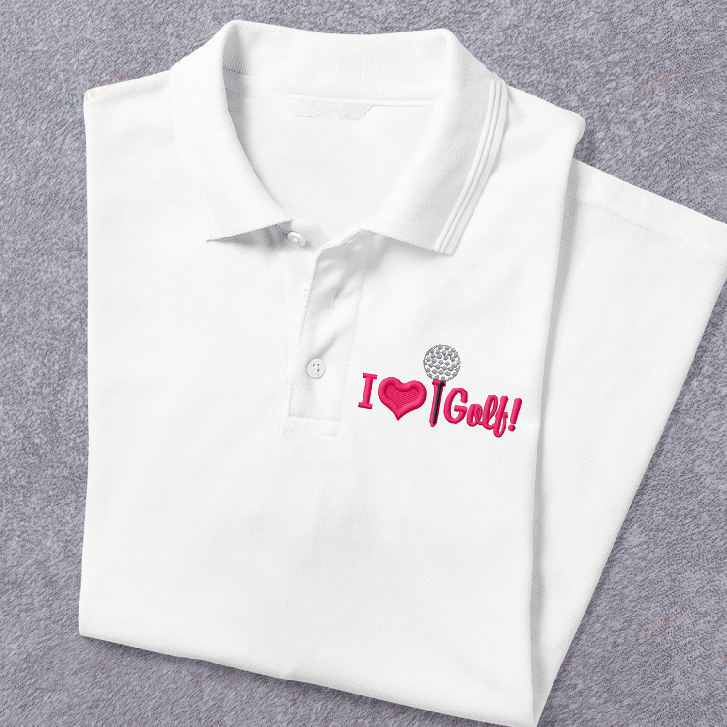 Love Golfing Embroidery Polo Shirts For Women Or Men/ I Love You Golf Shirt