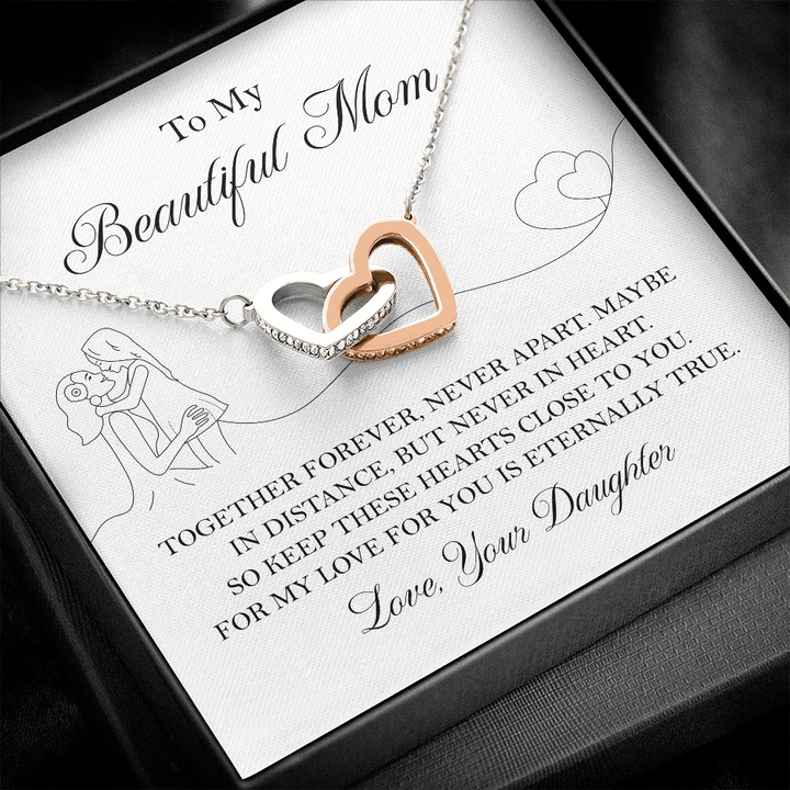 To my Beautiful Mom Interlocking Necklace/ Best Gift from Daughter to Mom/ Jewelry Gift for Mother''s Day