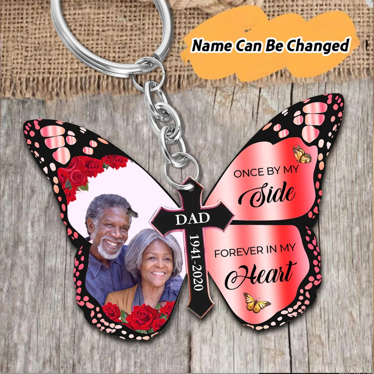 Personalized Memorial Keychain Lost Of Dad Mom Forever In My Heart Keychain Remembrance Gifts