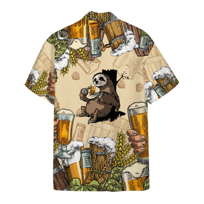 Lovelypod - 3D Sloth and Beer Custom Hawaii Shirt/ Hawaiian Shirts for Men Short Sleeve Aloha Beach Shirt