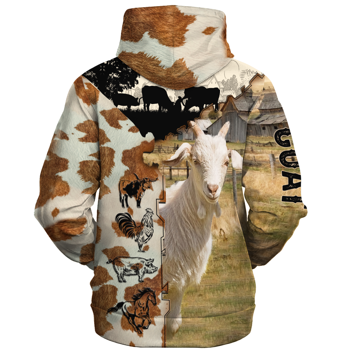 Goat Fur Pattern On The Farm Hoodie/ 3D All Over Print Hoodie Men Women Farmer Hoodie
