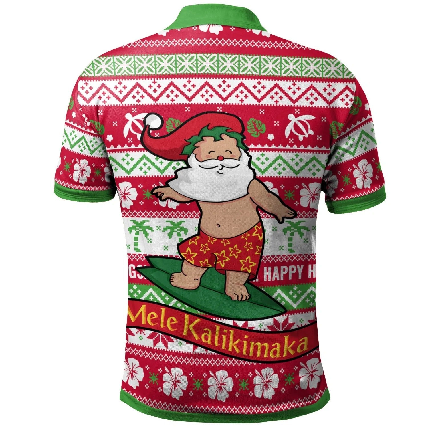 Hawaii Christmas Polo Shirt - Santa Surfing Funny Xmas Polo Shirt Men Women