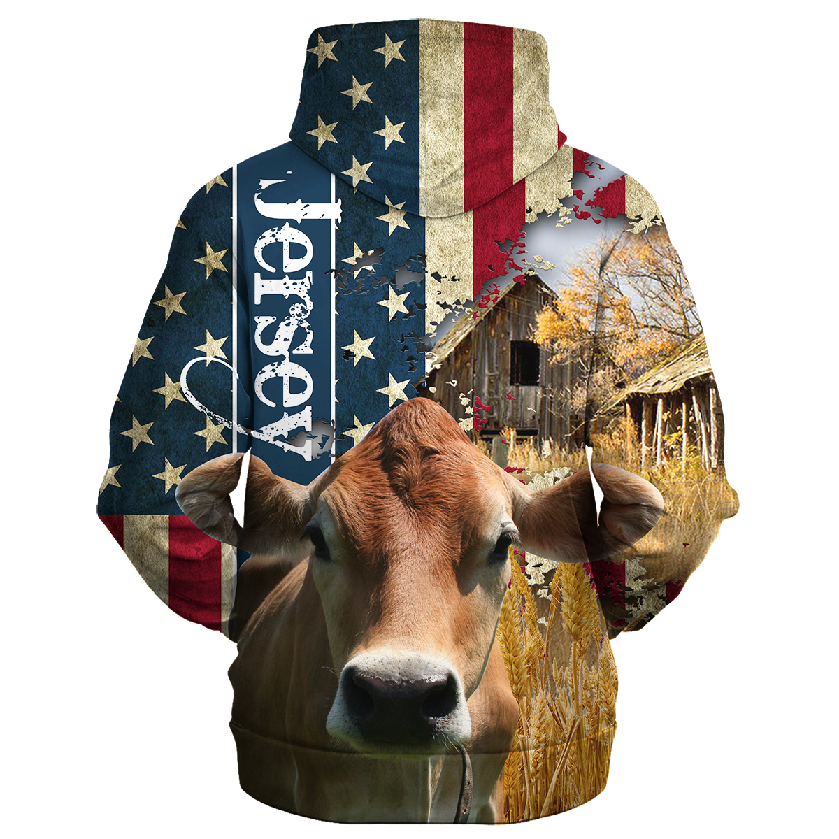 Jersey Farm With America Flag Hoodie