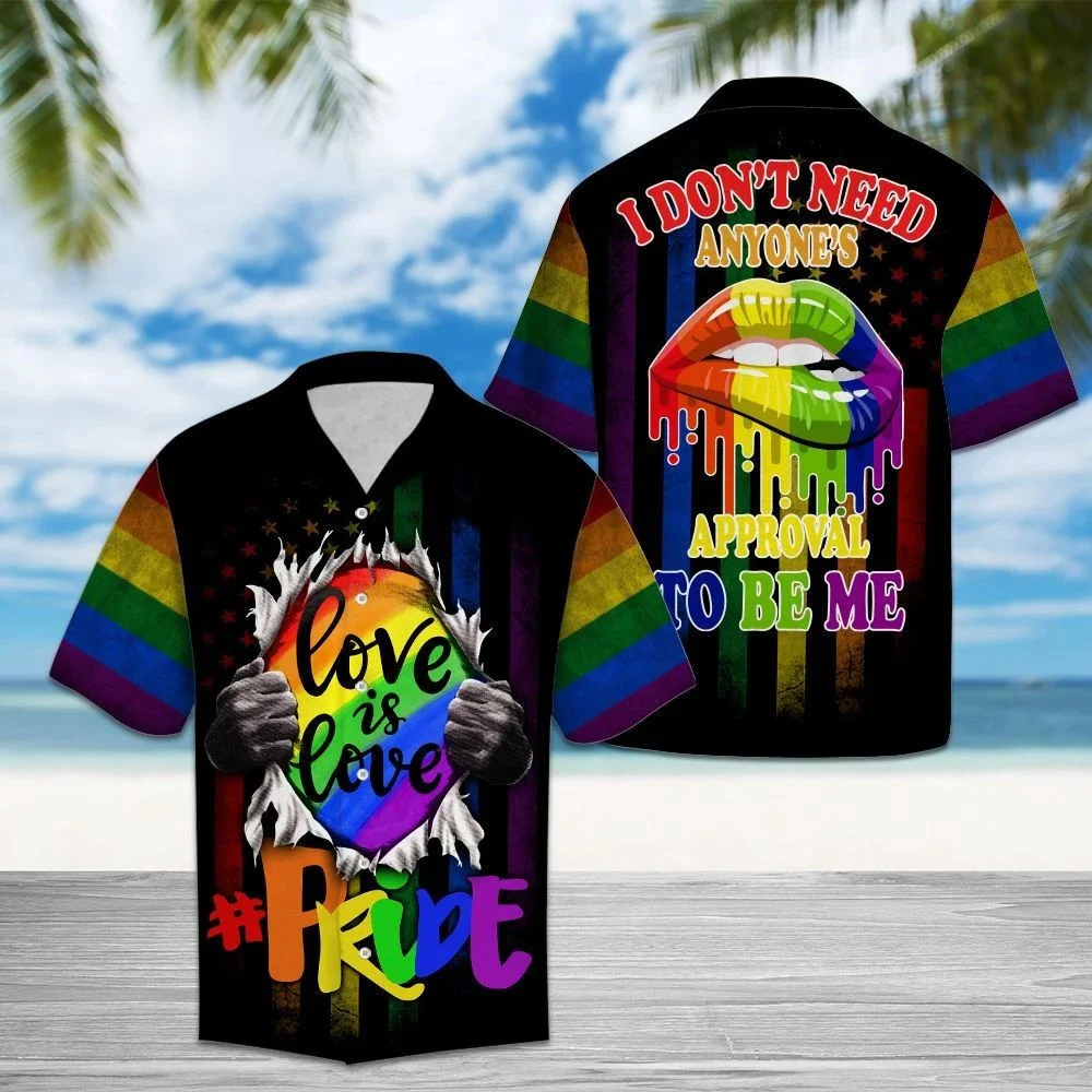 I Don''t Need Anyone''s Approval To Be Me/ LGBT Aloha Hawaiian Shirts/ Pride Colorful Rainbow Hawaiian Shirts/ Gift For Gaymer And Lesbian