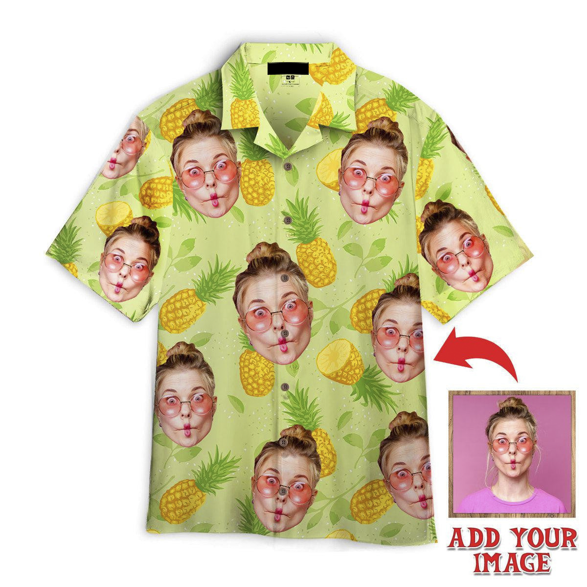 Funny Custom Face Summer Pineapples Custom Hawaiian Shirt/ Personalized Hawaiian Shirts/ Custom Photo Hawaiian Shirt