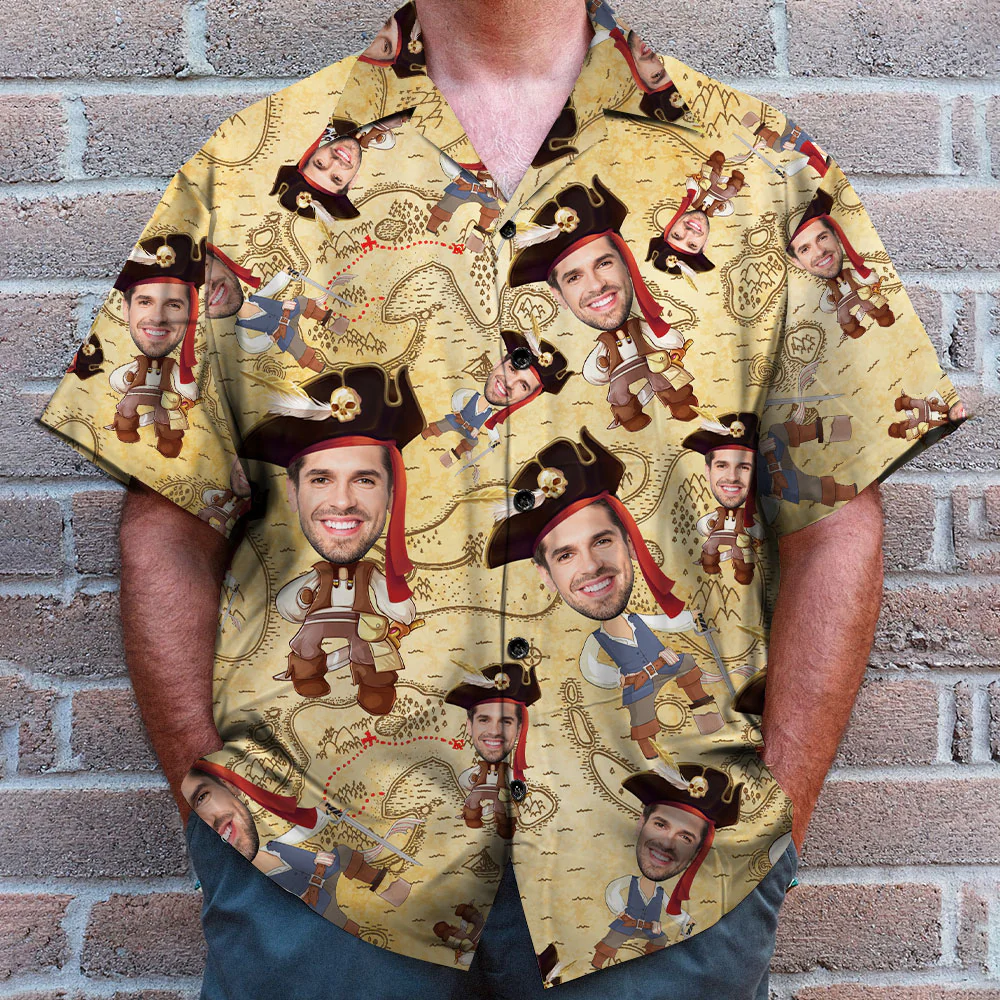 Custom Pirate Face Hawaiian Shirt And Men Beach Shorts- Summer Gift For Him/ Pirate Lover