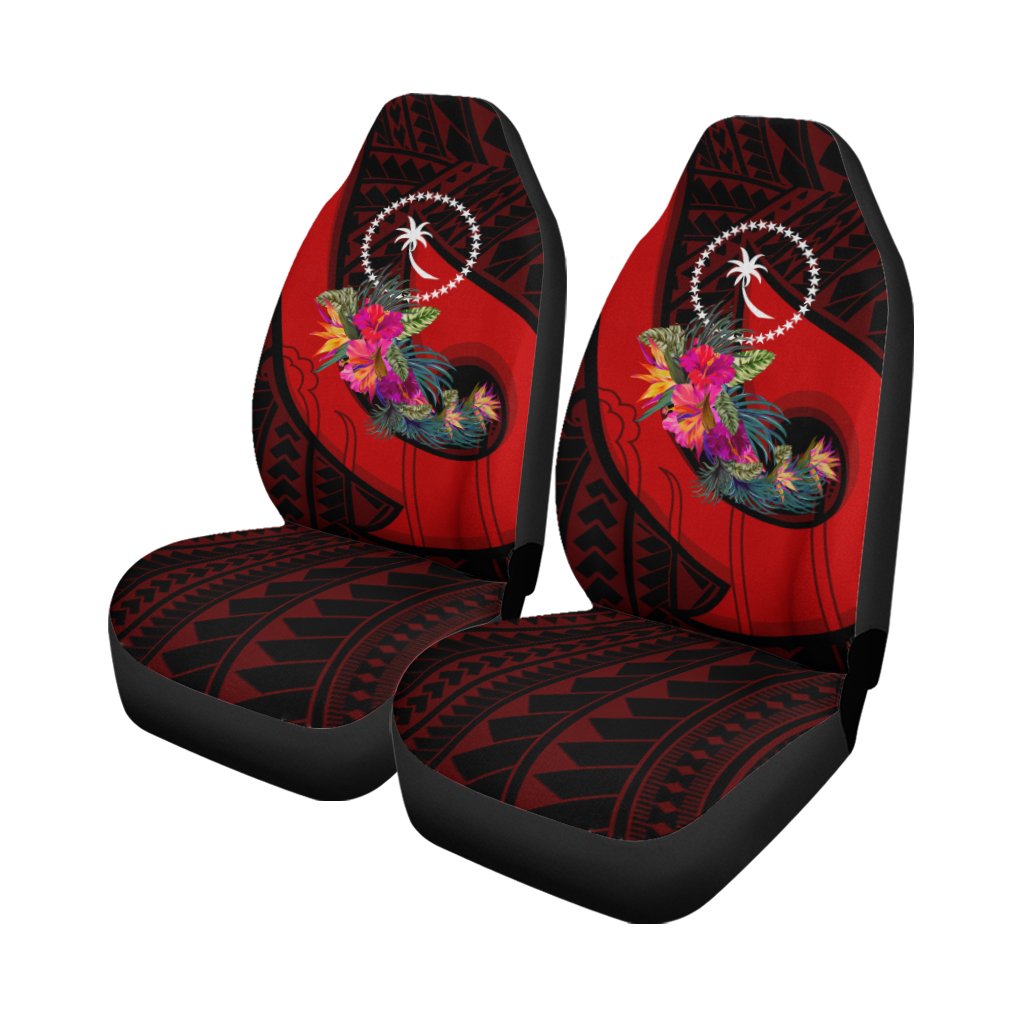 Chuuk Car Sweat Covers Polynesian Hook And Hibiscus (Red)