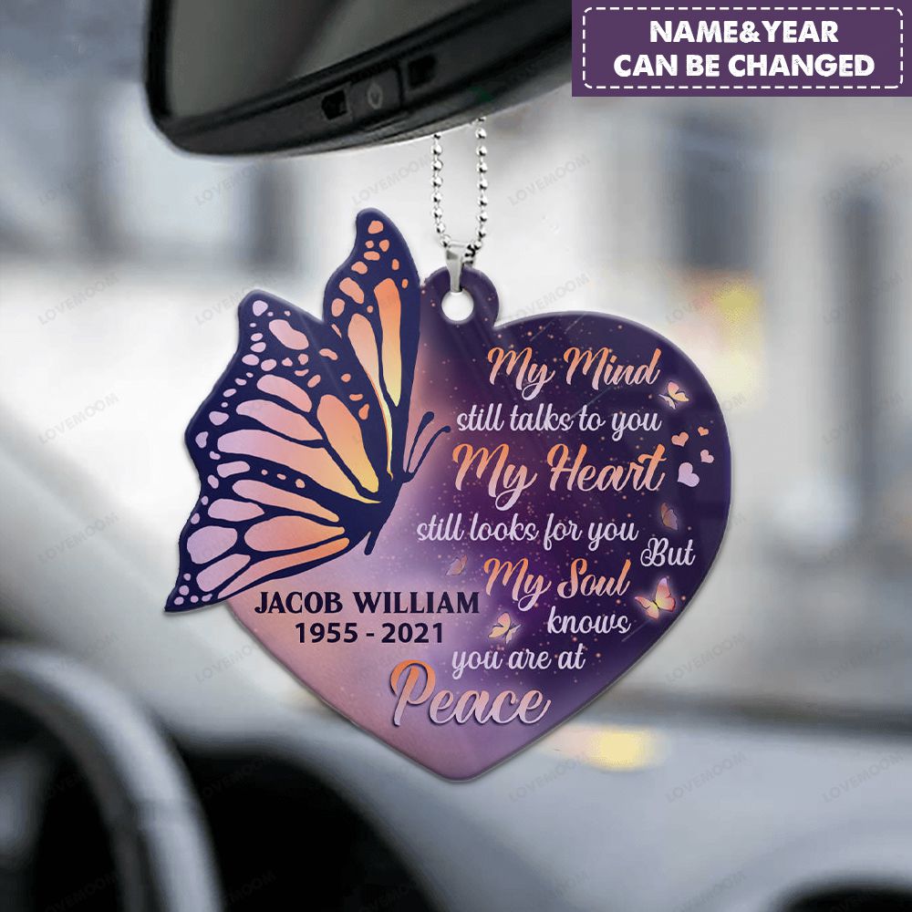Personalized Butterfly Heart Ornament My Soul Knows You Are At Peace Memorial Ornament Gift