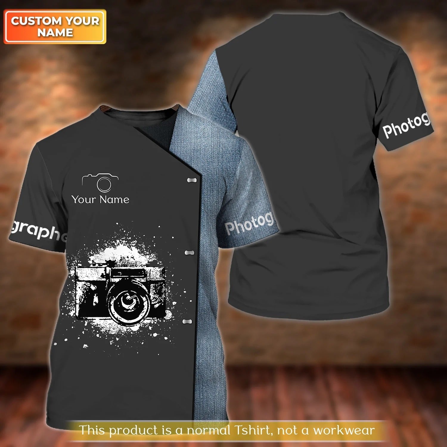 Photographer Shirt Personalized Name 3D Tshirt Gift For Photographer