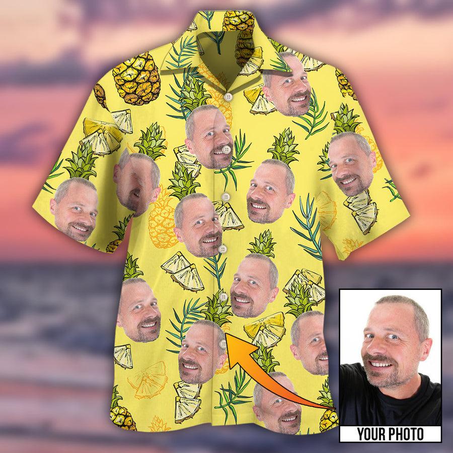 3D All Over Print Face Aloha Pineapple Custom Photo Hawaiian Shirt/ Hawaiian Shirt for Men Women