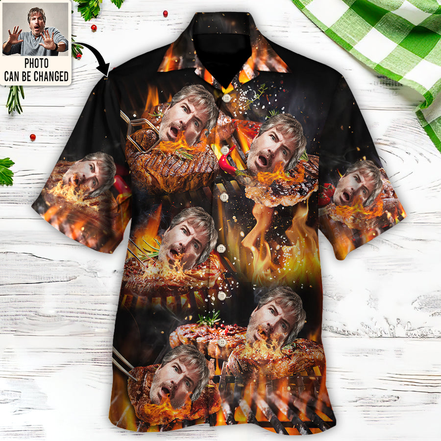 BBQ Grill Funny Style Custom Photo - Hawaiian Shirt - Personalized Photo Gifts/ Summer Shirt