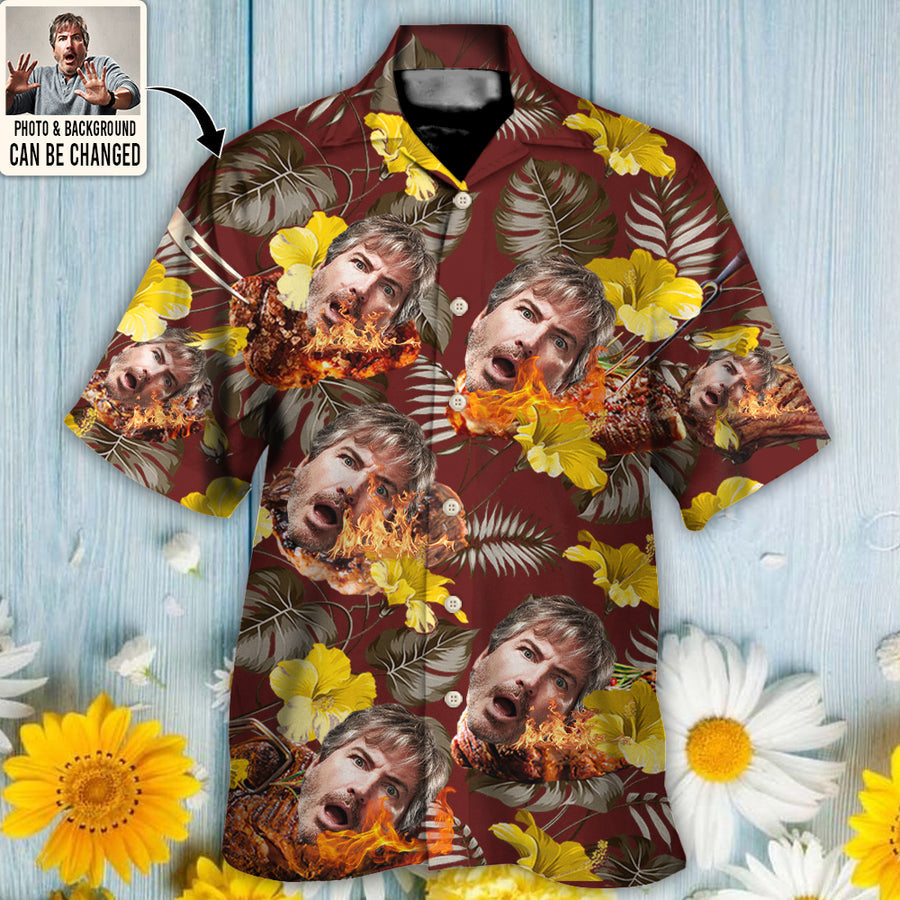 BBQ You Want Tropical Style Custom Photo - Hawaiian Shirt - Personalized Photo Gifts