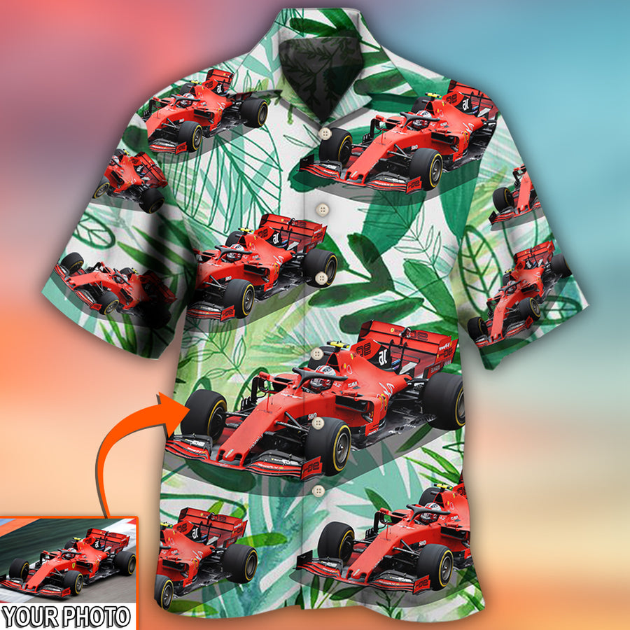Car Formula One Tropical Custom Photo - Hawaiian Shirt/ Personalized Hawaiian Shirt Gift