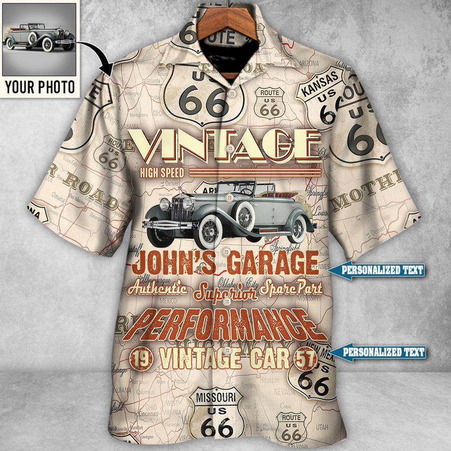 Route 66 Vintage Car Take Me On A Road Trip Custom Photo Personalized - Hawaiian Shirt - Personalized Photo Gifts