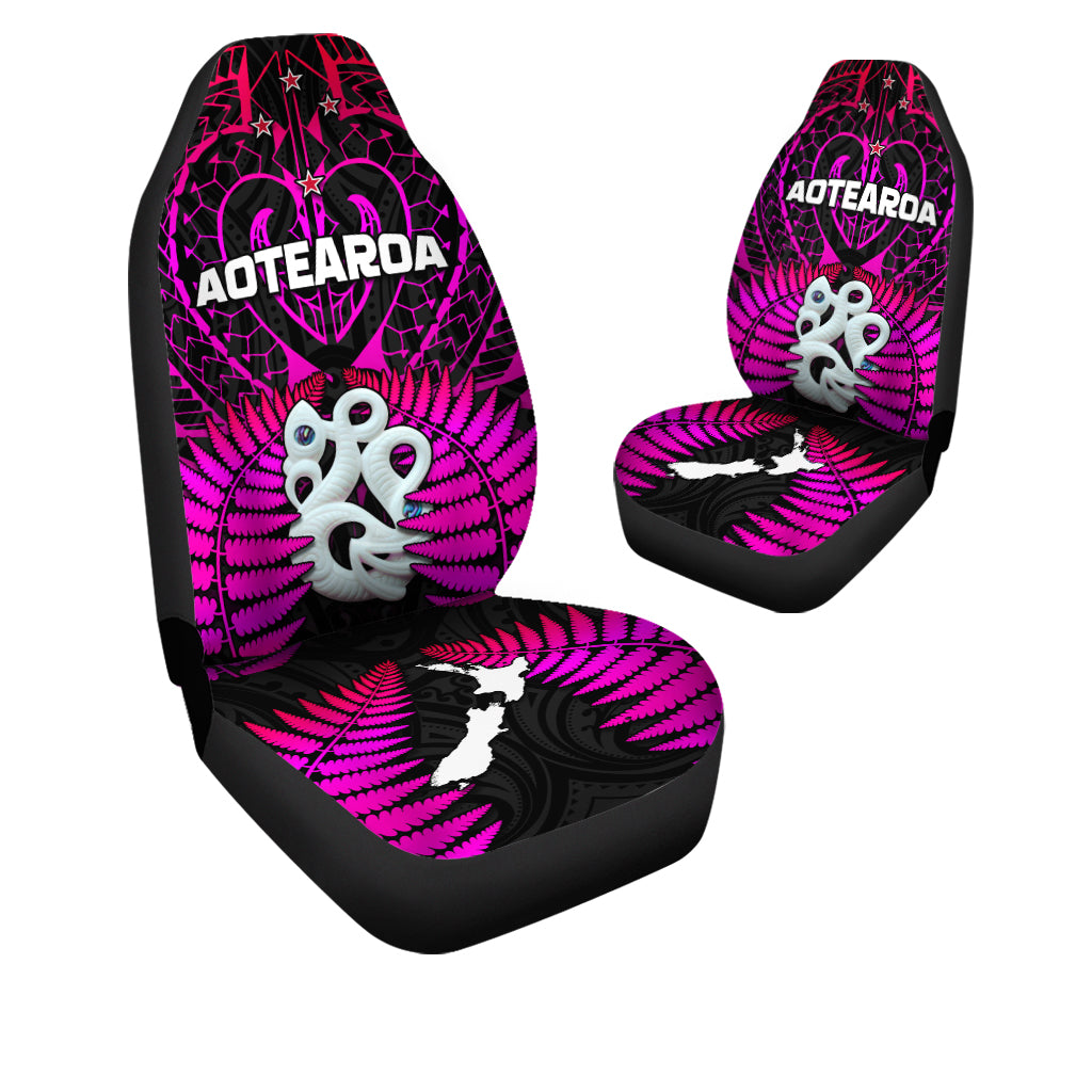Aotearoa Fern Car Seat Covers New Zealand Hei Tiki Purple Style