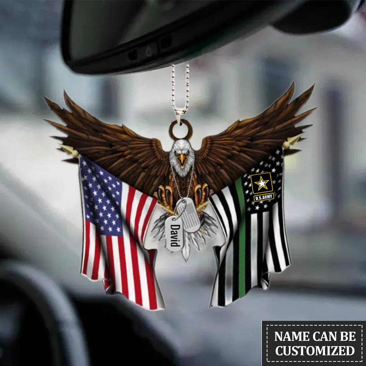 Veteran Custom Car Ornament Eagle Flag/ Personalized Army Veteran Ornament Interior Car