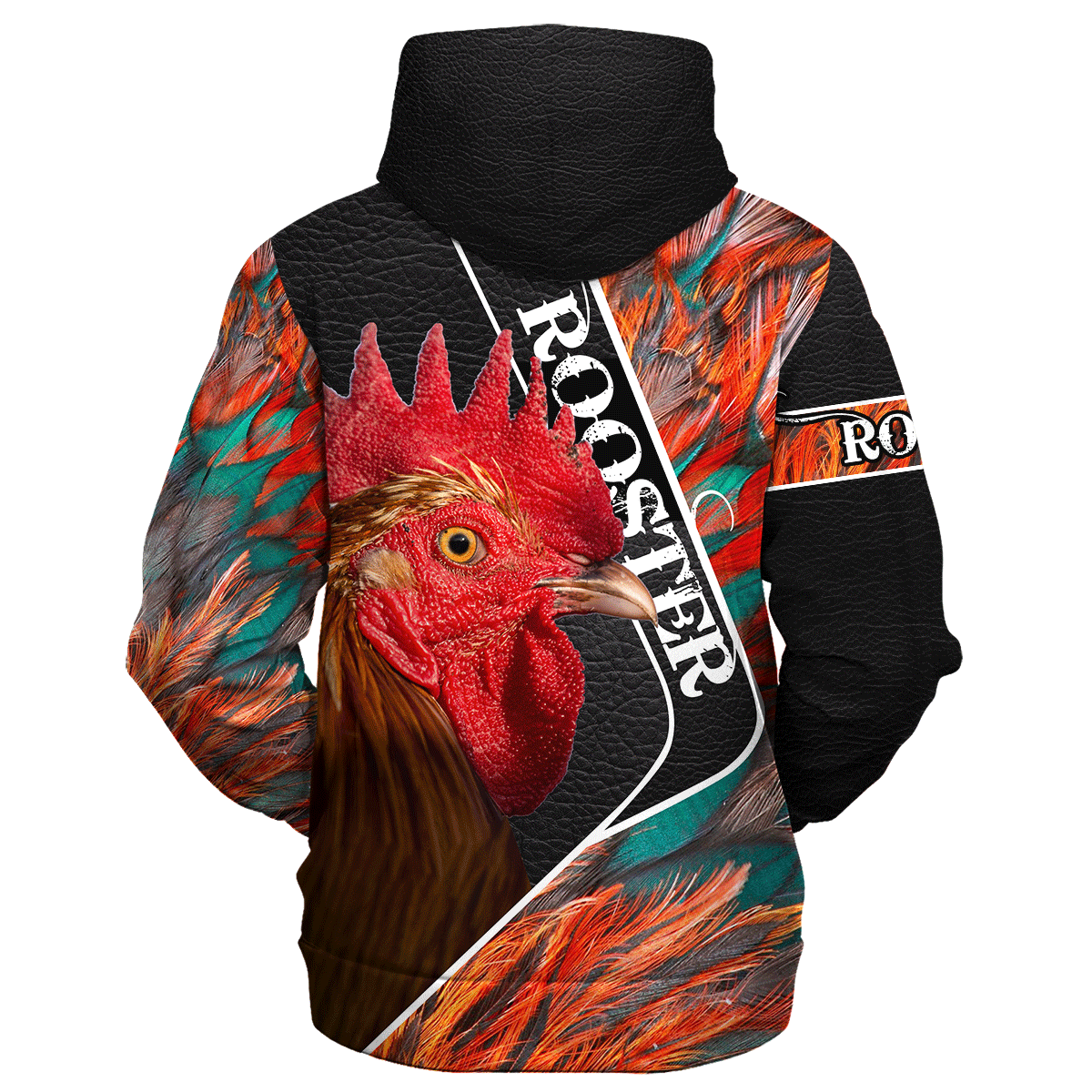 Rooster With Chicken Feathers Pattern Hoodie