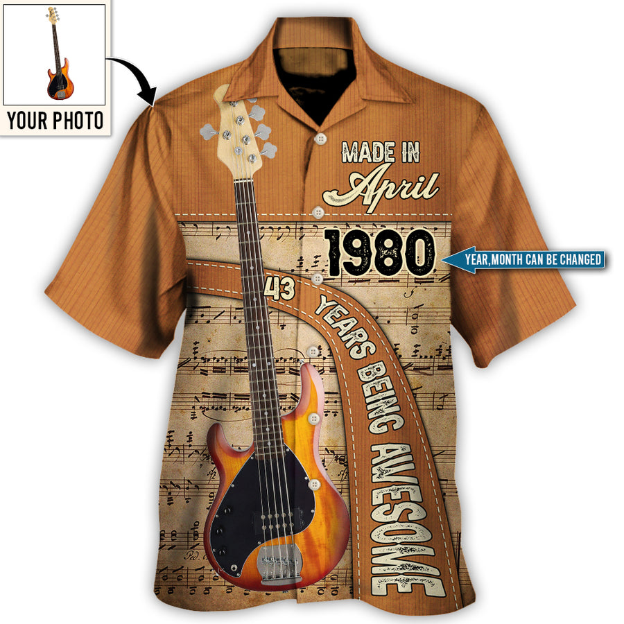 Guitar Lover Years Of Being Awesome Custom Photo Personalized - Hawaiian Shirt - Personalized Photo Gifts/ Custom Photo Gifts/ Personalized Gifts Ideas