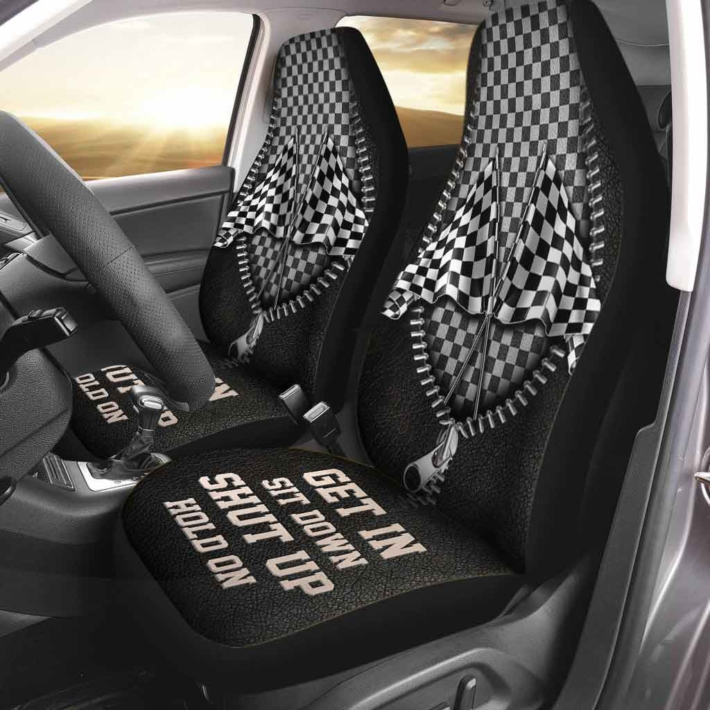 Get In Sit Down Shut Up Hold On Car Seat Cover/ Racing Front Car Seat Covers With Leather Pattern Print