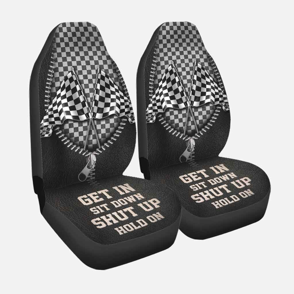 Get In Sit Down Shut Up Hold On Car Seat Cover/ Racing Front Car Seat Covers With Leather Pattern Print