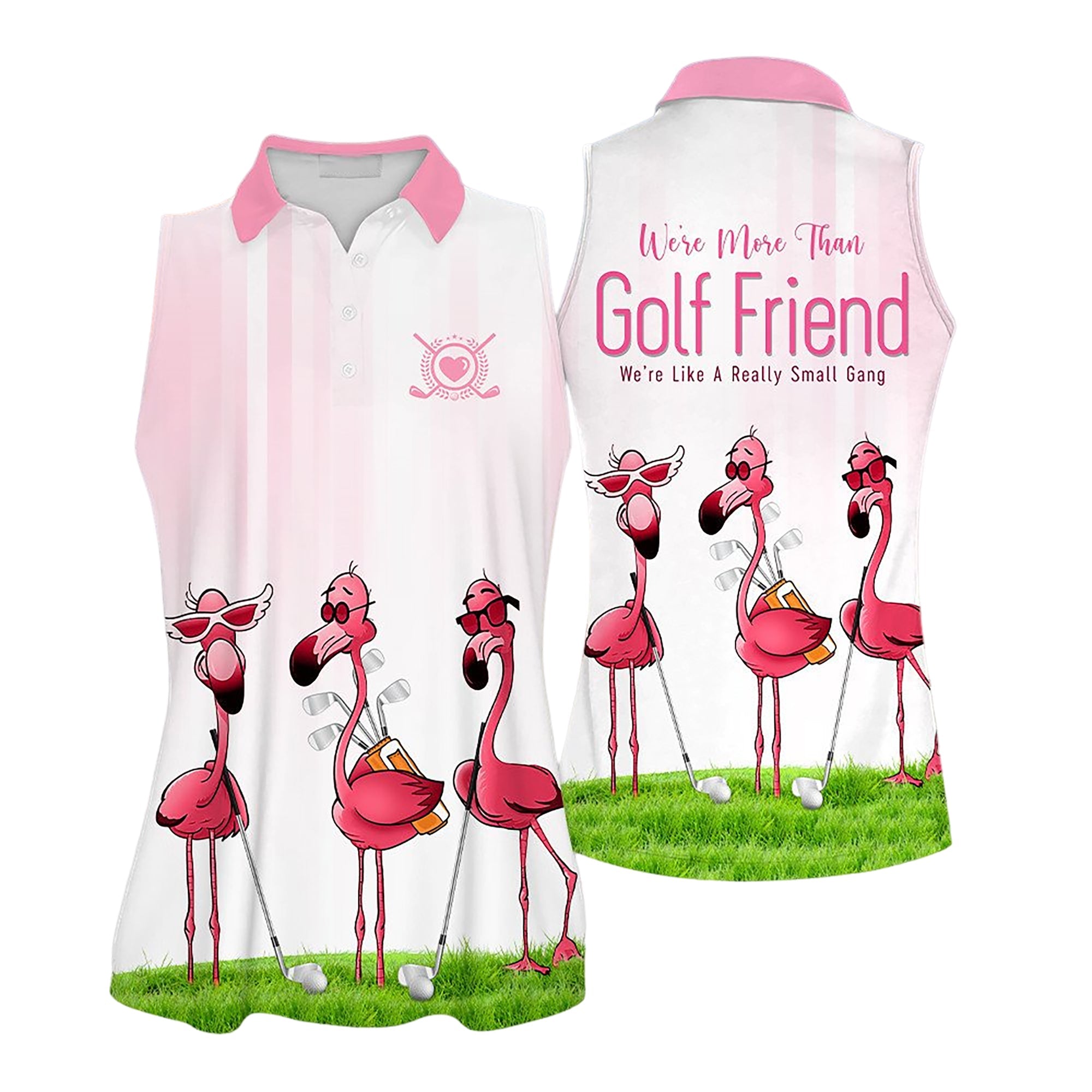 3D All Over Print Golf Friends Flamingo V3 Sleeveless Polo Shirt/ Flamingo Shirt