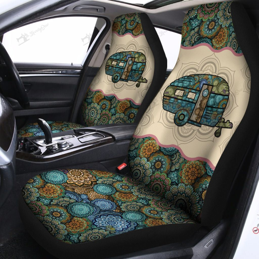 Camping Caravan 3D Full Print On Seat Covers For A Car/ Front Car Seat Cover For Summer Camping