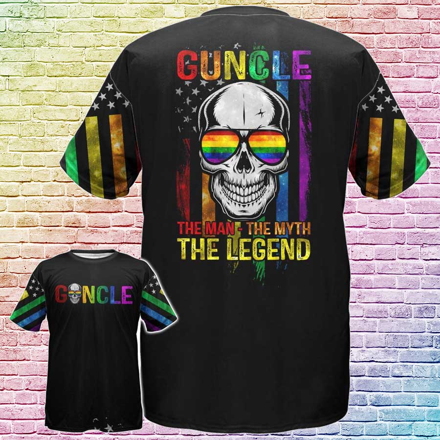 Gay Pride Shirt/ LGBT Guncle The Man The Myth The Legend Skull 3D/ Gift For Gay Man