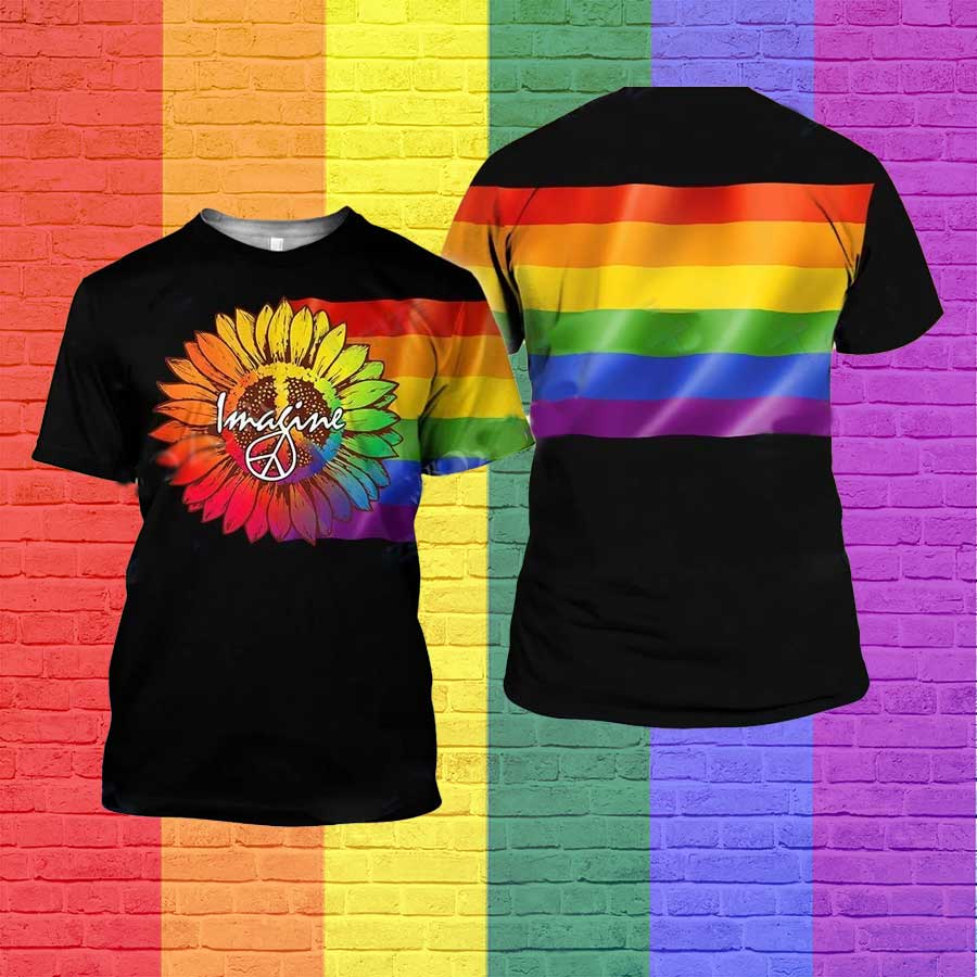 Rainbow Sunflower 3D Pride Shirt For Gaymer/ Lesbian 3D Shirt/ Gift For Couple Gay Man