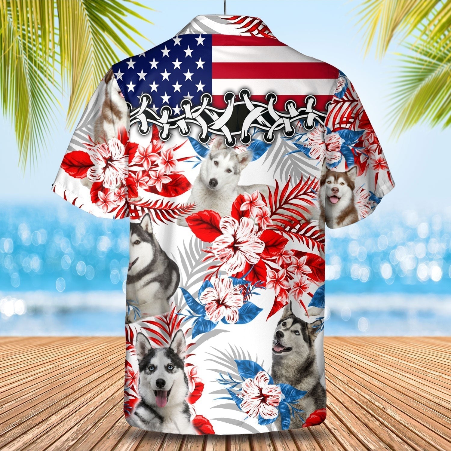 Husky Hawaiian Shirt/ Aloha Beach Shirt For Dog Lover/ Summer Cool Hawaii Shirts For Adult