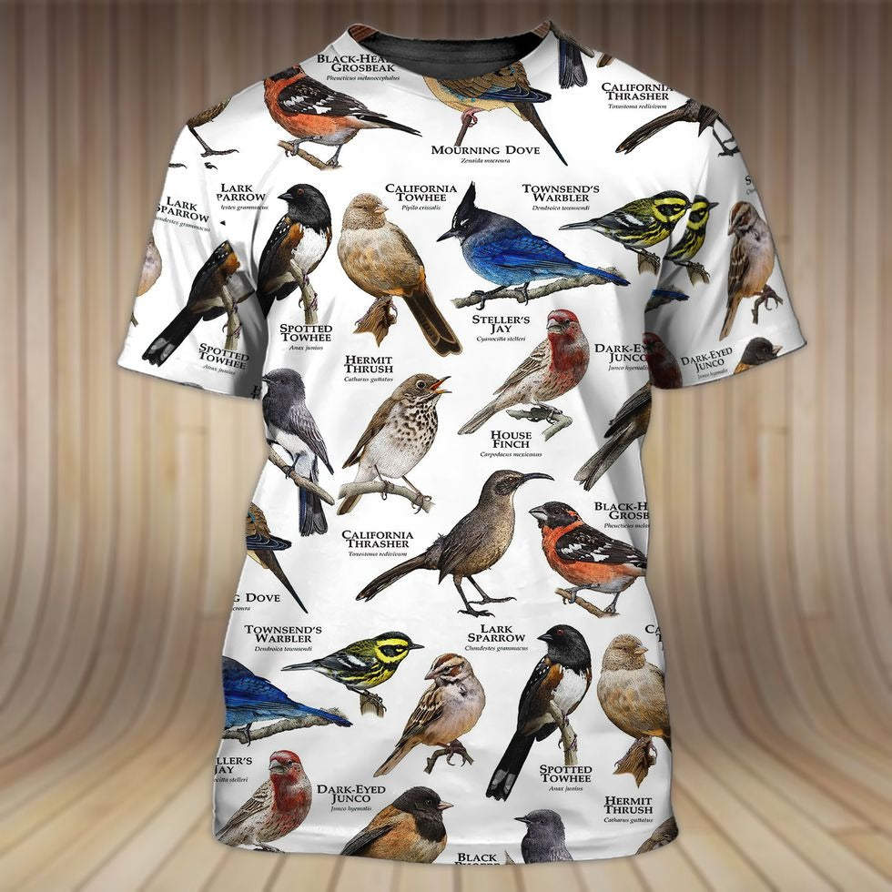 3D Bird Shirt/ 3D All Over Print Birds Shirt/ Bird on Shirt