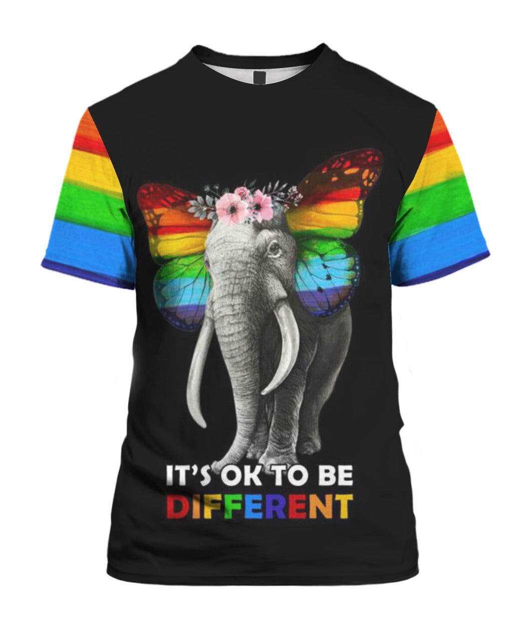 It Is Ok To Be Difference Elephant Rainbow Colors 3D T Shirt For Gay Lesbian/ Best Gift For Lgbt Friend Gay Lesbian Gifts