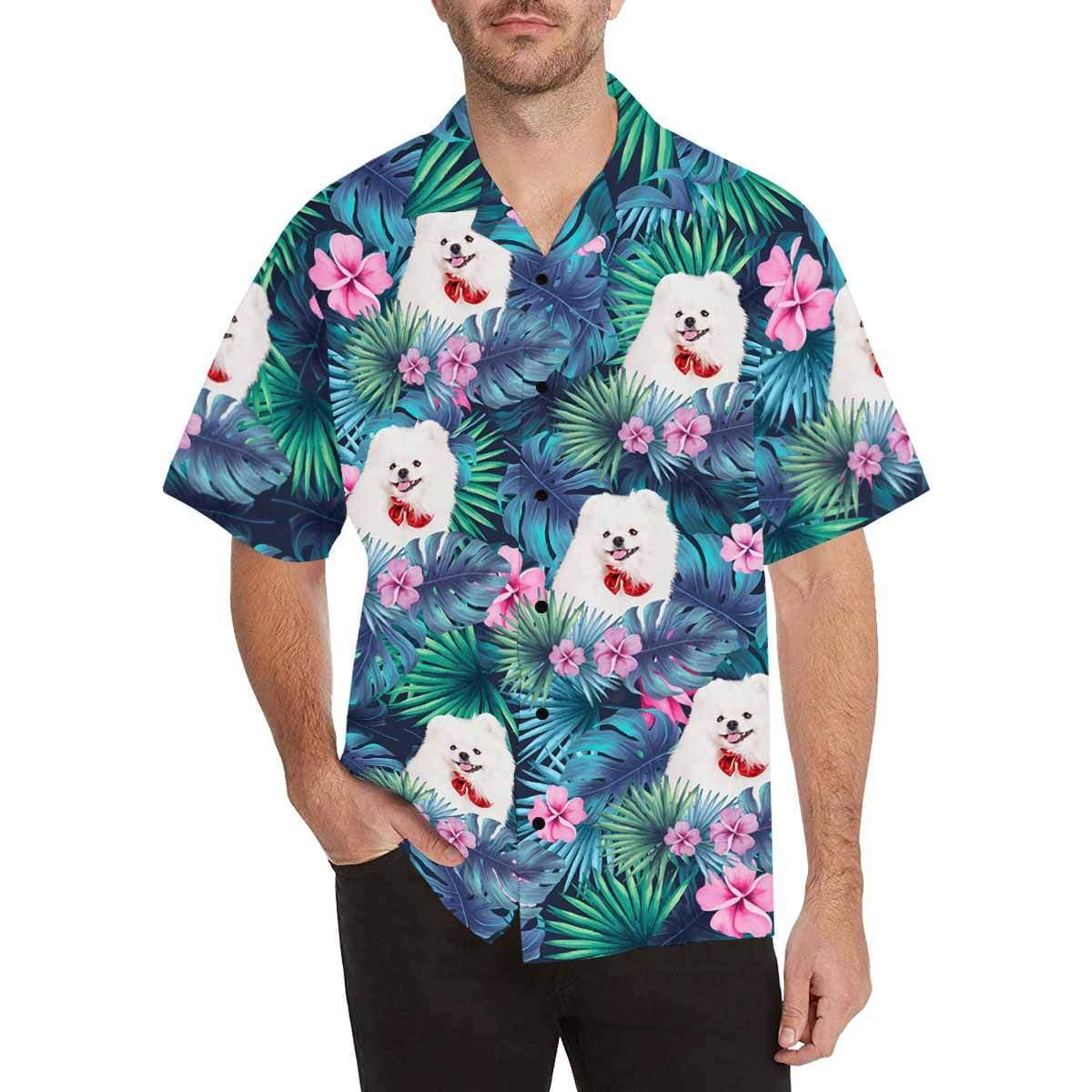 Custom Print Hawaiian Shirt with Face My Pet Design Your Own Unique Gift for Boyfriend/Husband/ Gift for Dog Lover
