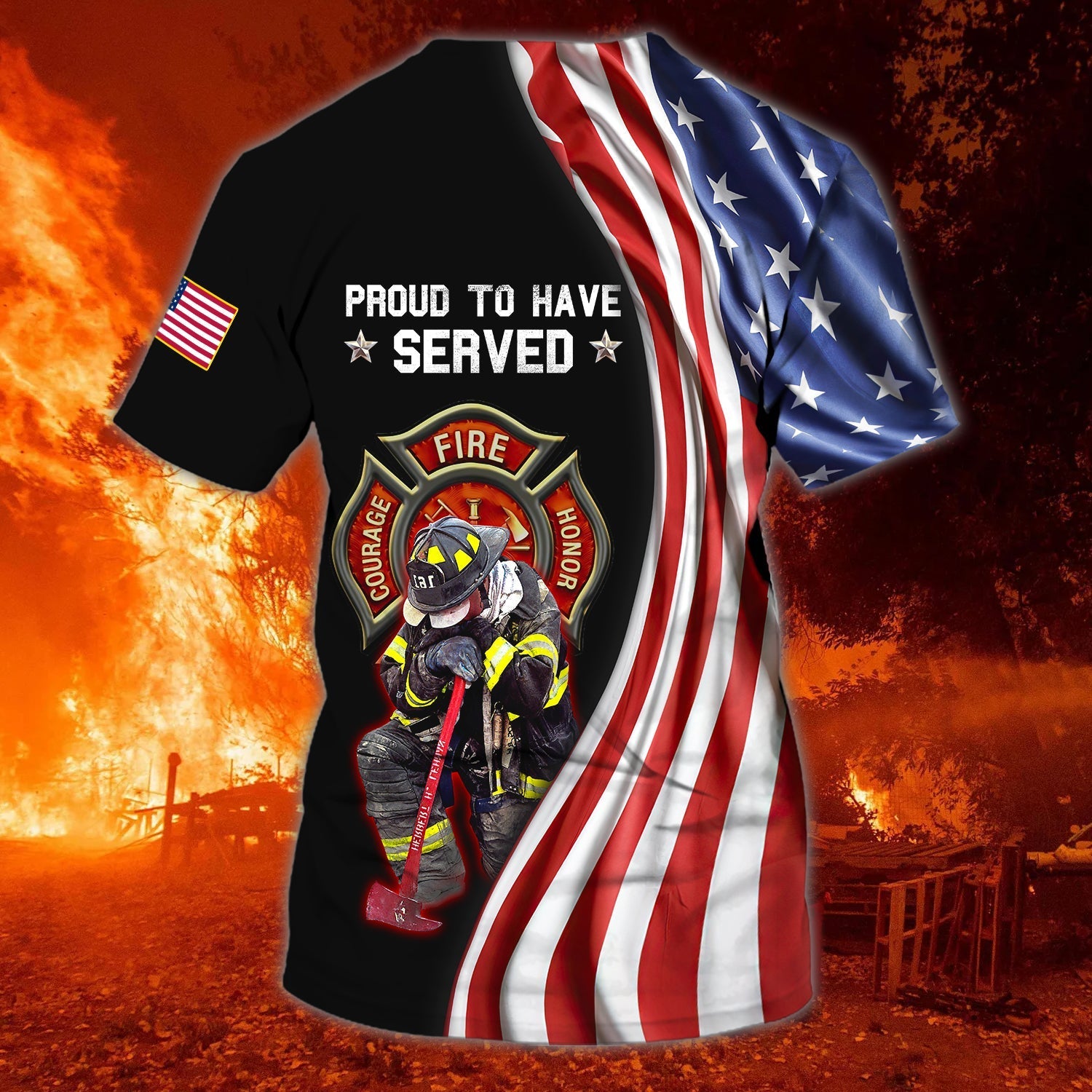 Personalized Firefighter Job Shirts Full Printing/ Proud To Have Save American Firefighter Mand T Shirts