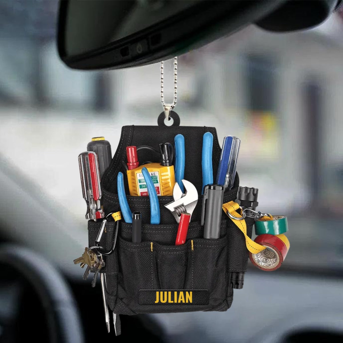 Custom Shaped Acrylic Car Hanging Ornament Electrician Tool Bag Ornament