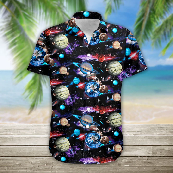 3D Planets Solar System Hawaii Shirt/ Hawaiian Shirts for Men