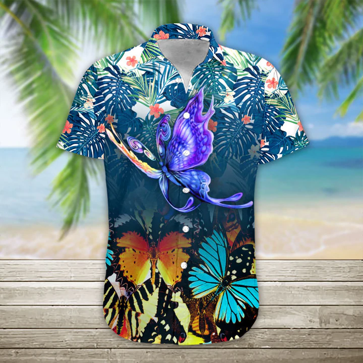 3D Butterfly Hawaii Shirt/ Hawaiian Shirt Casual Button Down Shirts Short Sleeve/ Hawaiian shirt for men/ women