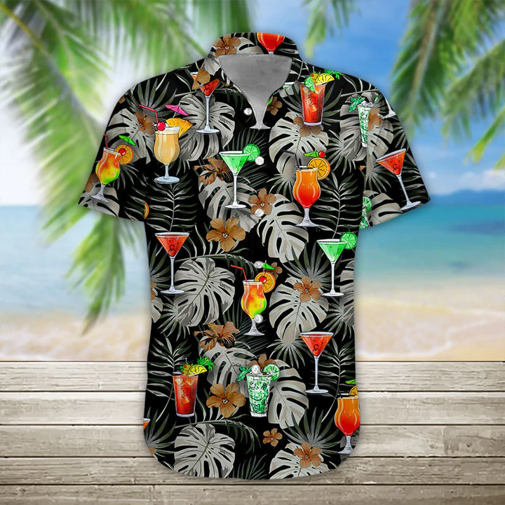 3D Cocktail Hawaiian Shirt/ Men''s Hawaiian Aloha Beach Shirt