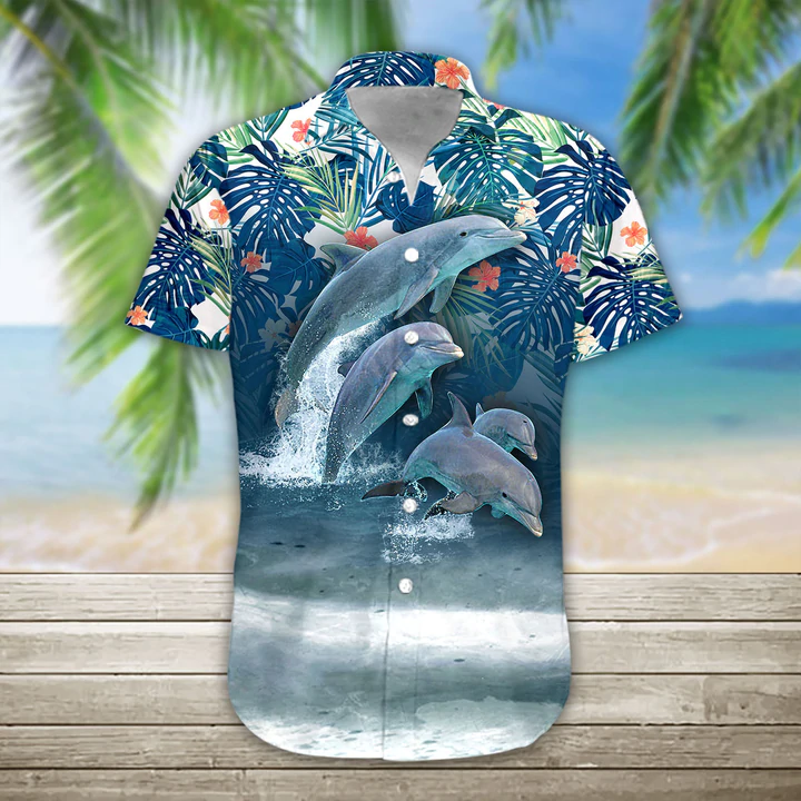 3D Dolphin Hawaii Shirt/ Hawaiian shirt for men/ women