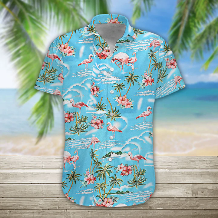 3D Flamingo Hawaiian shirt/ Mens Hawaiian Aloha Beach Shirt/ Hawaiian Shirts for Men