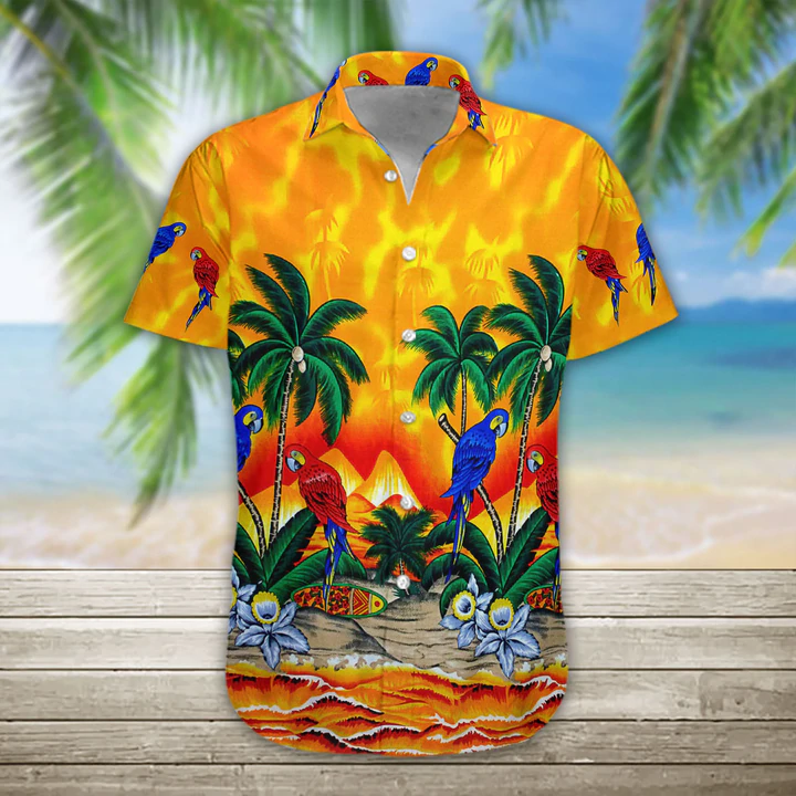 3D Parrot Hawaii Shirt/ Men''s Hawaiian Shirt Casual Button Down Shirts/ Short Sleeve Hawaiian Shirts for Men