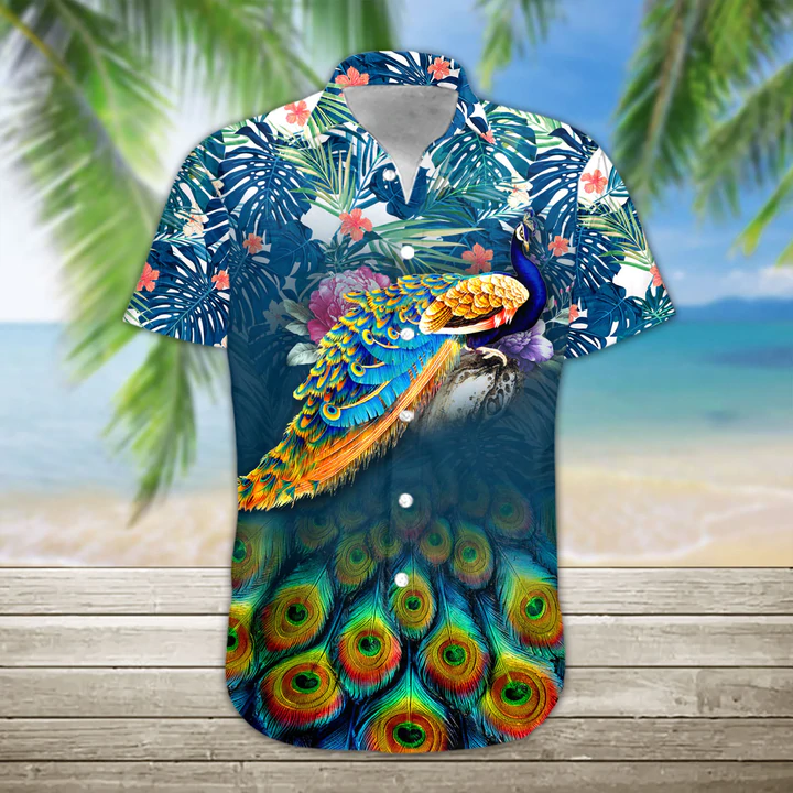 3D Peacock Hawaii Shirt/ Hawaiian Shirts for Men and women Short Sleeve Aloha Beach Shirt