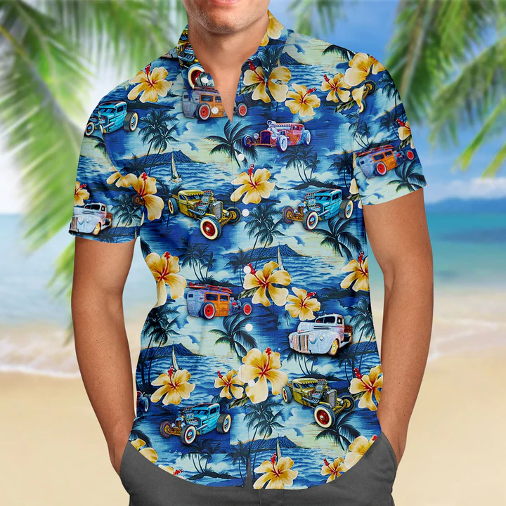 3D Rat Rod Hawaii Shirt/ Summer Hawaiian Shirts Casual Short Sleeve Shirt Men