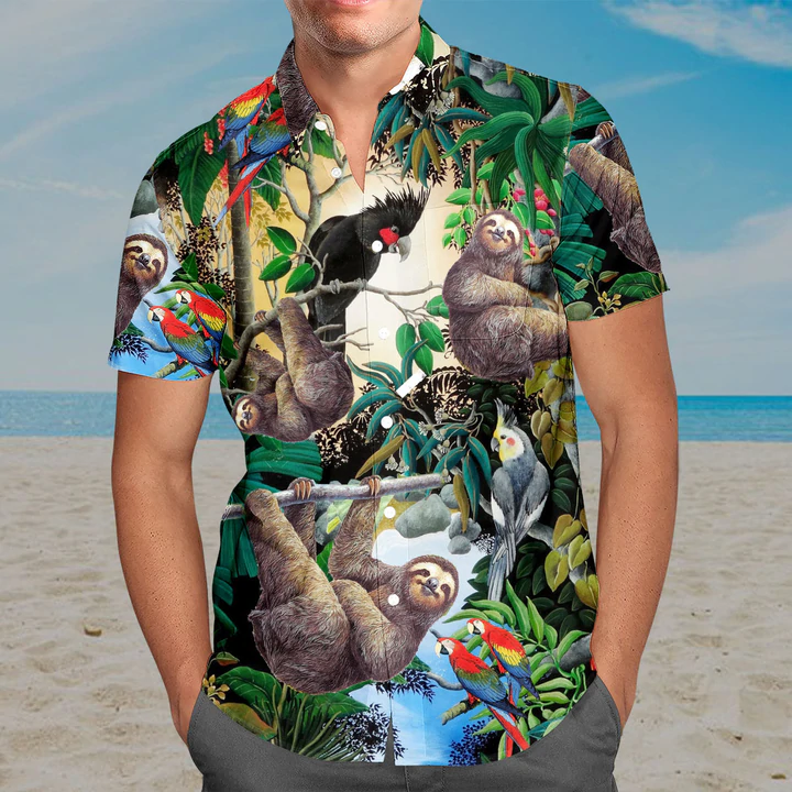 3D Sloth Hawaii Shirt/ Summer Hawaiian Shirts Casual Short Sleeve Shirt Men