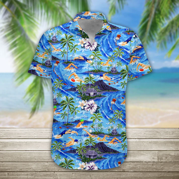 Men''s Hawaiian Shirt/ Swimming Hawaii Shirt/ Hawaiian Shirts for Men Short Sleeve Aloha Beach Shirt