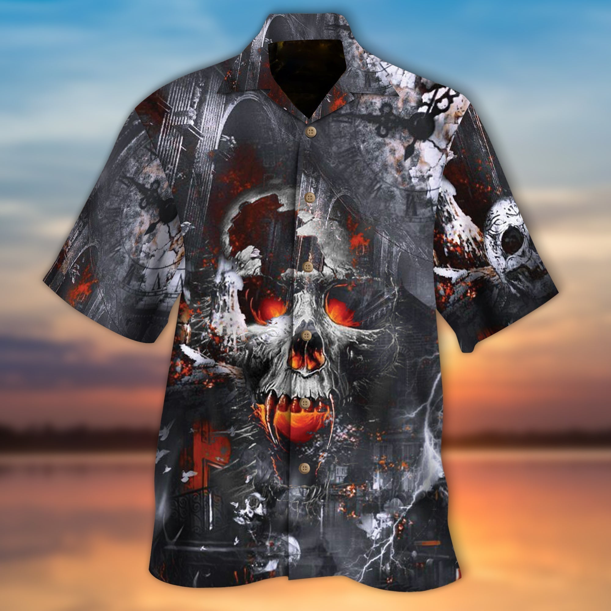 Cool Skull Halloween Hawaii Shirt Savage Skull In The House 3D Hawaiian Shirt