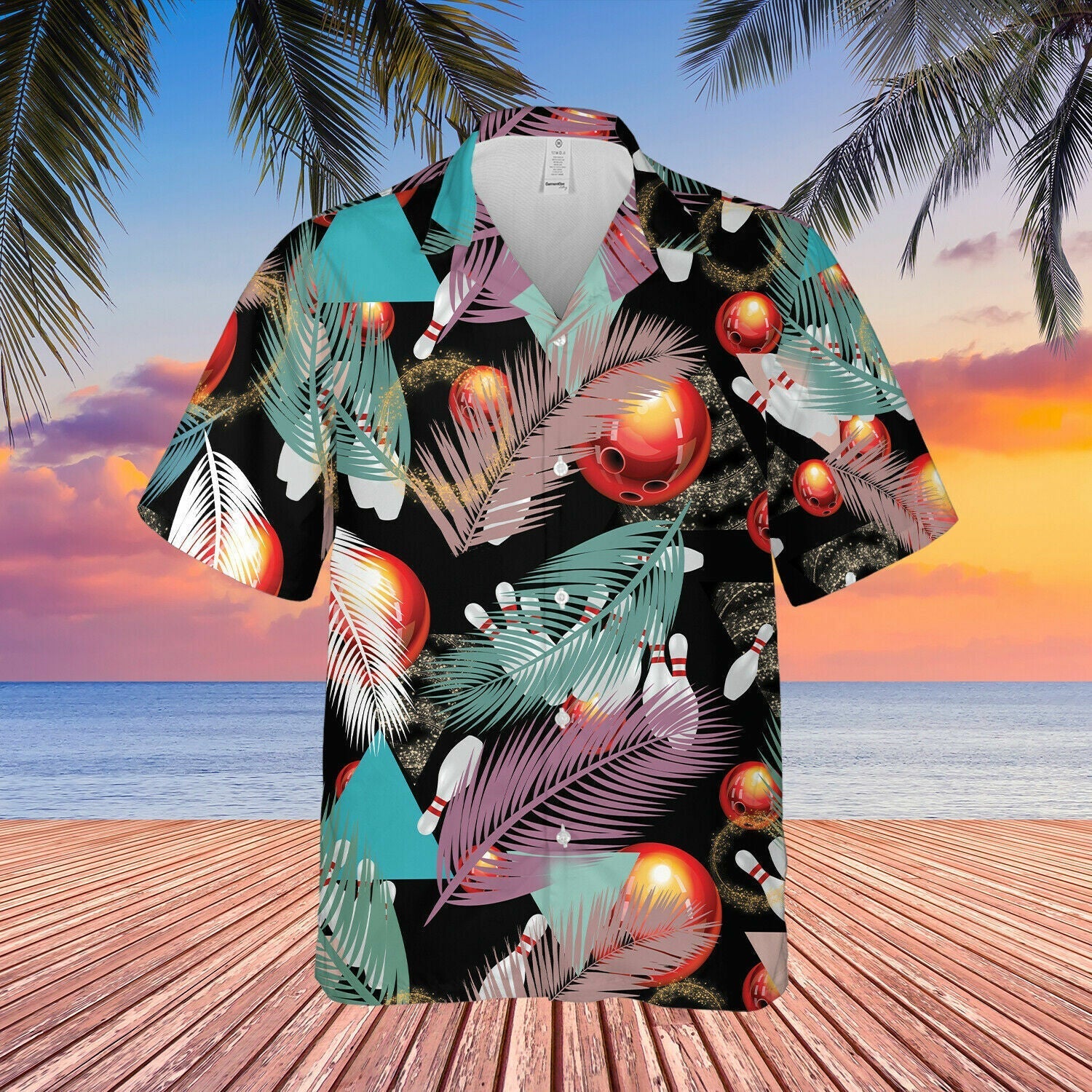 3D Bowling leaf colorful Unisex Hawaiian Shirt Full Size S-5XL