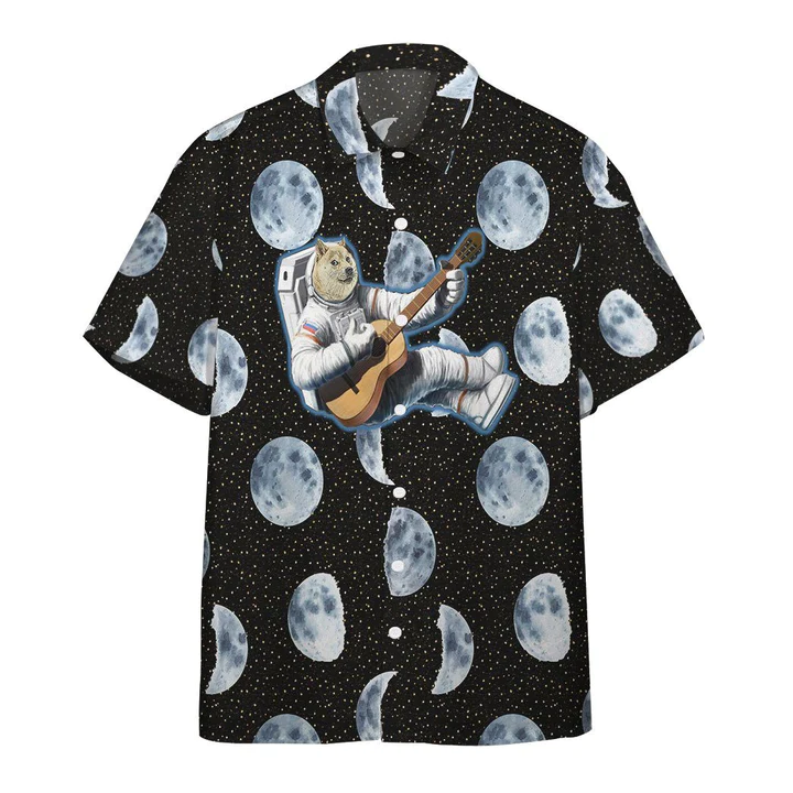 3D Doge Astronaut Playing Guitar Custom Hawaiian Shirt